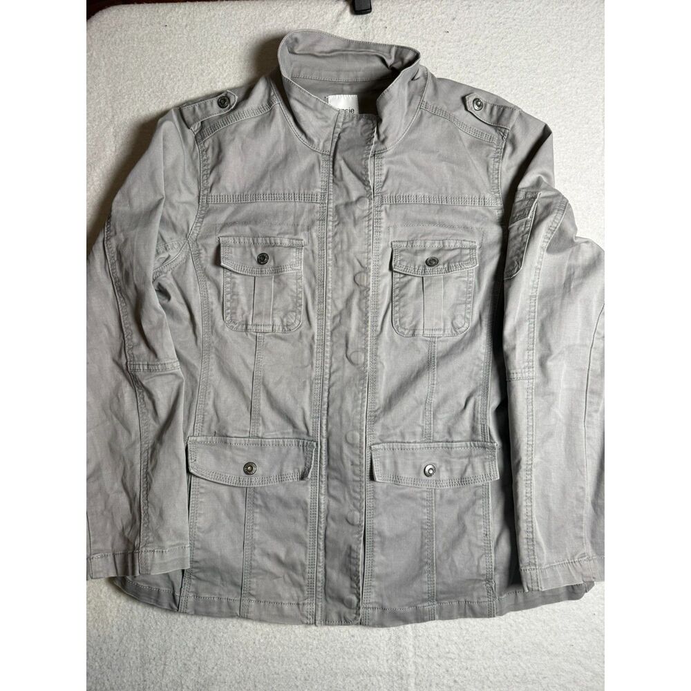 Kensie Jeans Womens Gray Utility Military Field Jacket Mock Neck Size XL